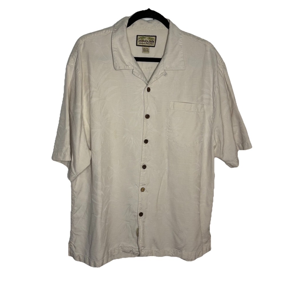 Vintage Jamaica Jaxx Silk‎ Hawaiian Shirt Mens XL Short Sleeve Camp Button Up